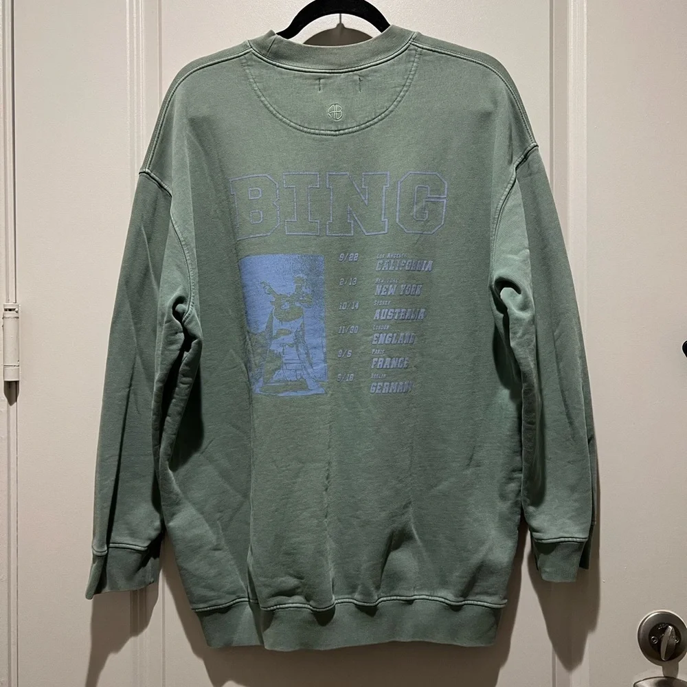 Anine Bing Cody Bing Live Sweatshirt Sage Green Oversized XS NWOT - Picture 3 of 8